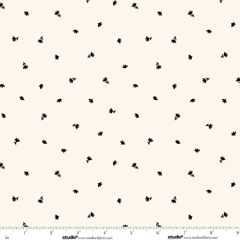 Monochrome Muse Ditsy Porcelain/Ebony Cotton 44"/45" Fabric Per Yard