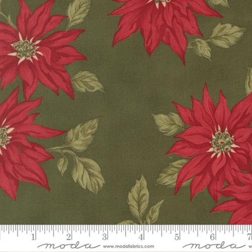 Candlelight Christmas Poinsettia Florals Holly Cotton 44"/45" Fabric Per Yard