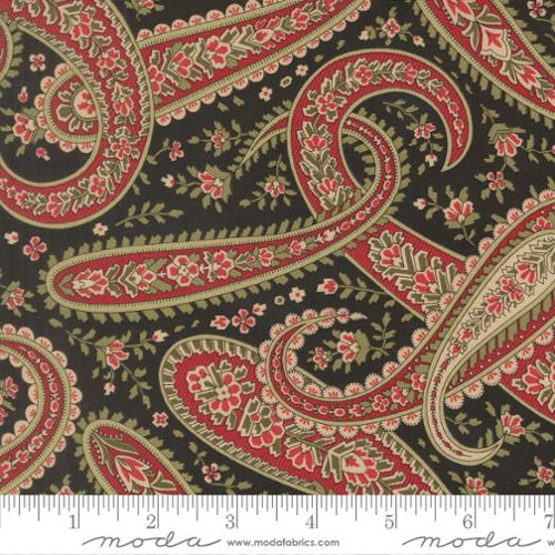 Candlelight Christmas Plaza Paisley Ebony Cotton 44"/45" Fabric Per Yard