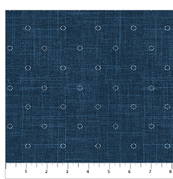 FIGO Stash Stitches quilting fabric in Denim