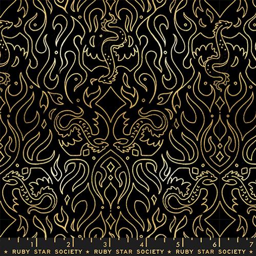 Fireglow Metallic Black 43"/44" Cotton Fabric Per Yard