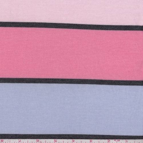 Periwinkle-Pink Stripe Baby French Terry Knit Fabric