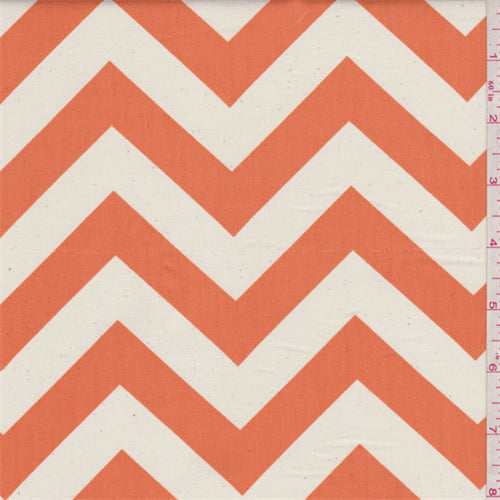 Zig Zag Orange/Ivory Poplin Fabric