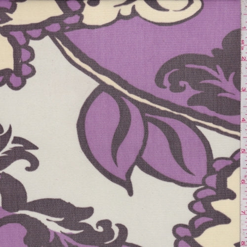 Lilac/Vanilla/Walnut Bold Floral Power Mesh Fabric