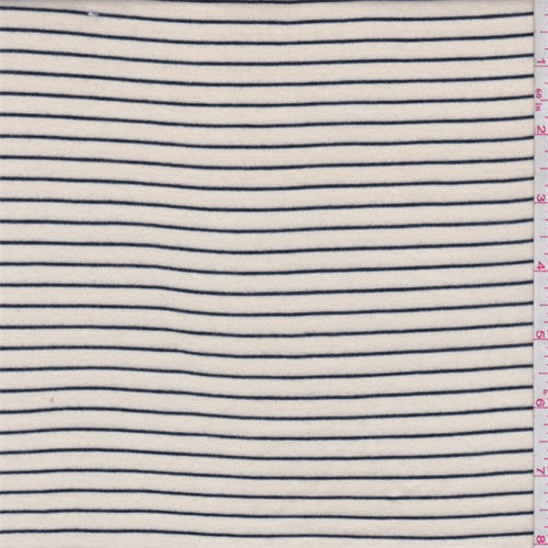 Ecru/Black Pinstripe Rayon Jersey Knit Fabric