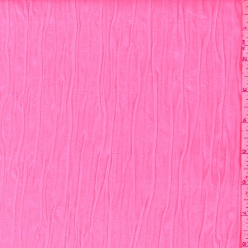 Neon Pink 2-Ply Puckered Knit Fabric