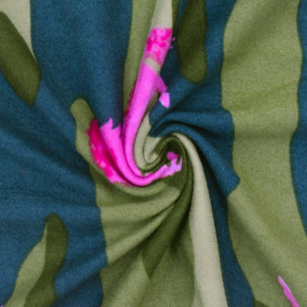 Green-Multi Unicorn Camo Printed Stretch Double Brushed Jersey Knit Fabric