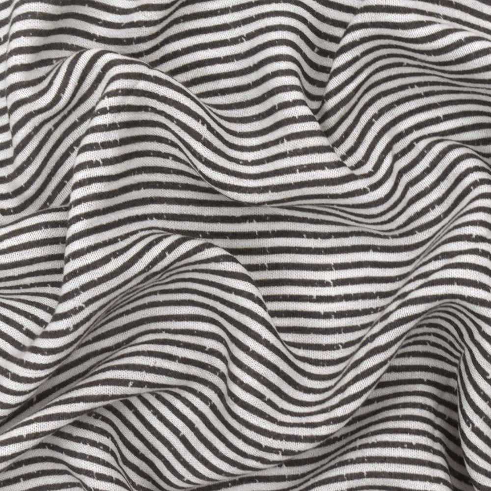 Lead Gray-White Printed Stripe Texture Cotton Gauze Fabric