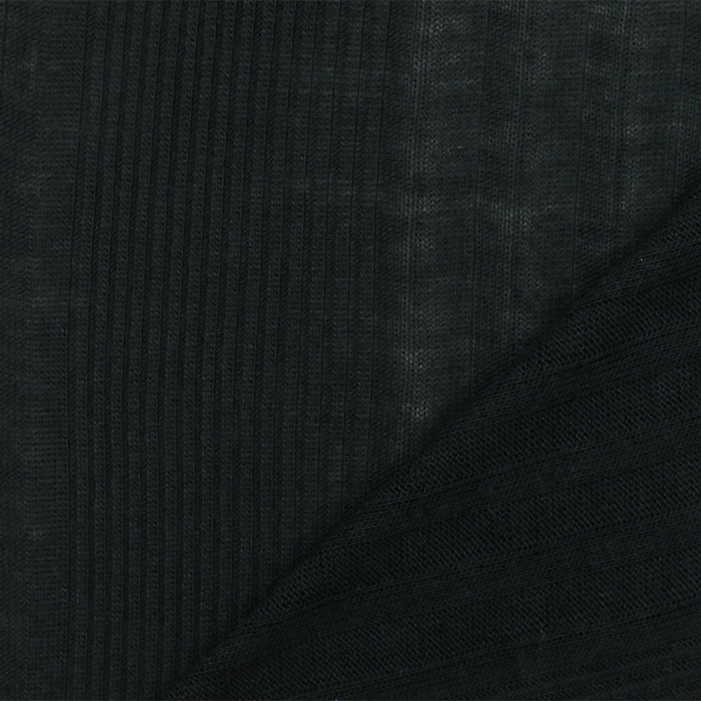Smoked Black Multi Rib Knit Fabric