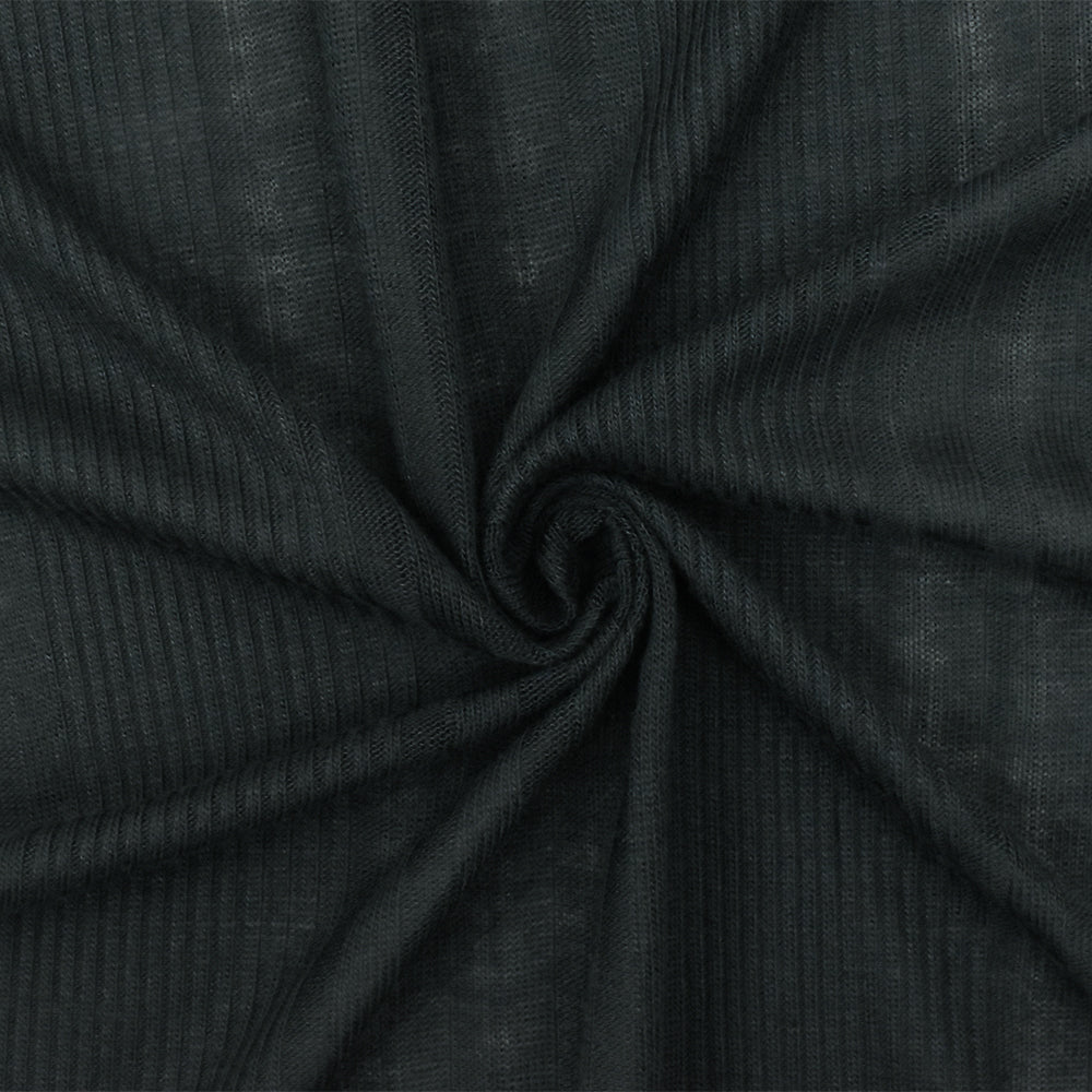 Smoked Black Multi Rib Knit Fabric