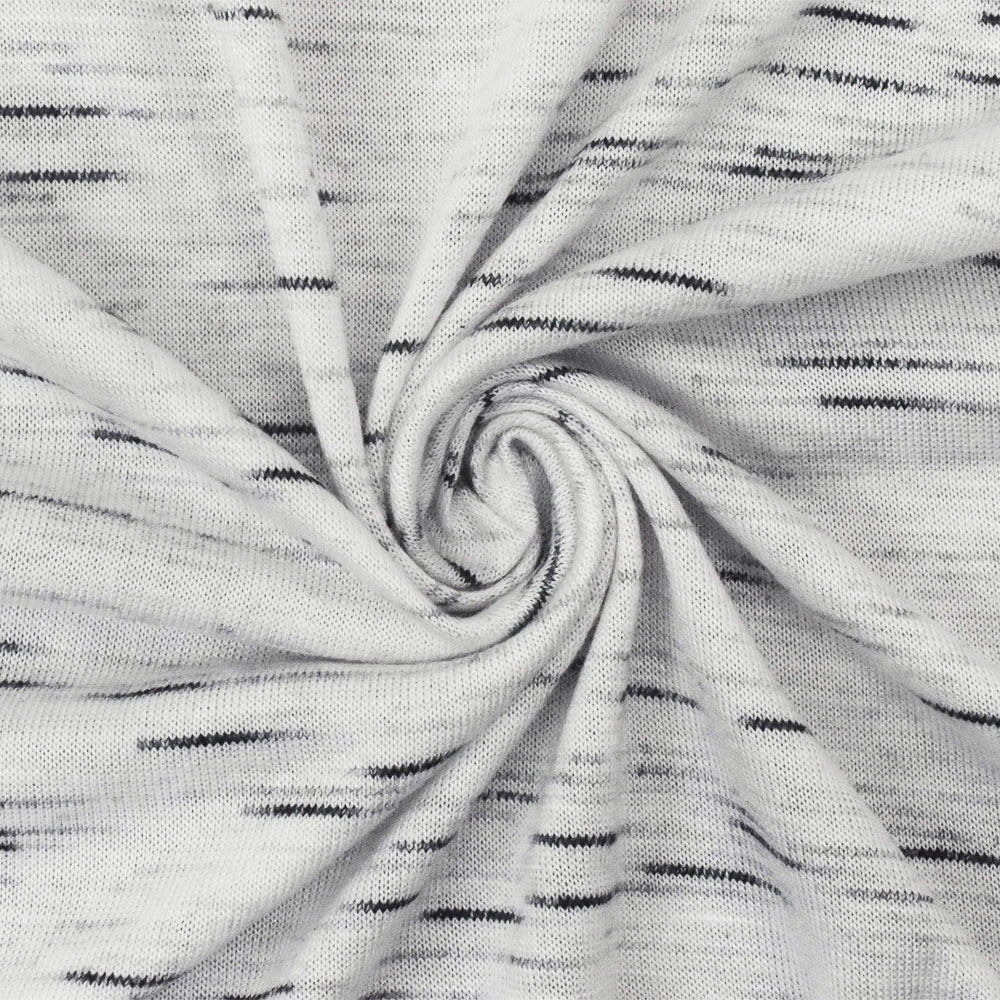 Black-White Slub Stretch Spandex  Rayon Jersey Knit Fabric