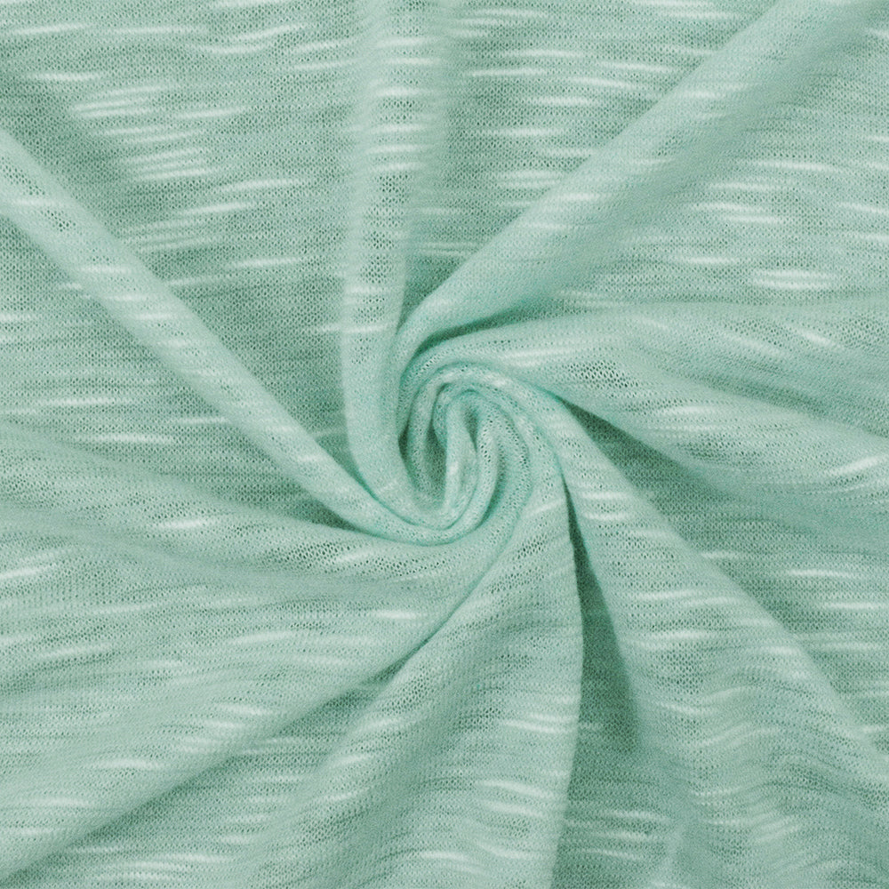 Water Teal-White Slub Stretch Jersey Knit Fabric