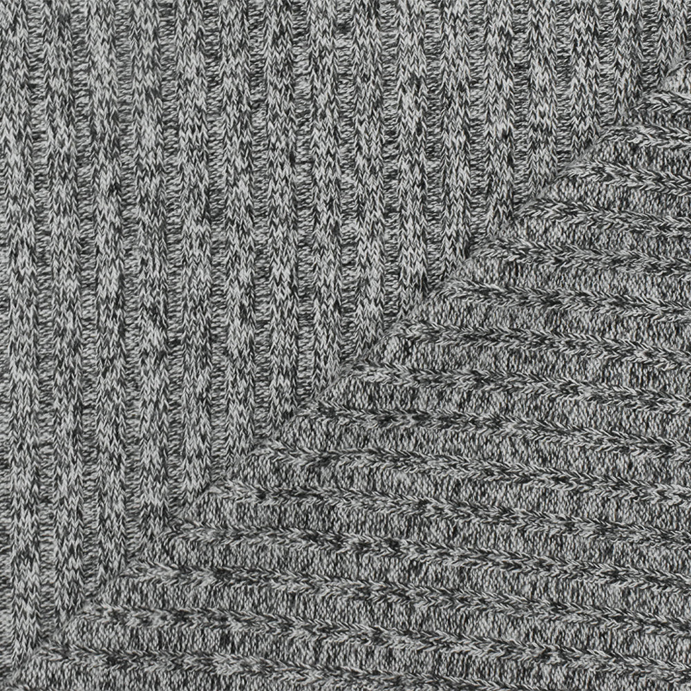 Light Gray-Off Black Texture Stretch 4x2 Rib Knit Fabric - Linda's