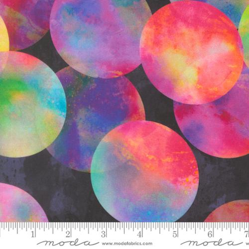 Gradients Gallery Rainbow Dots Watercolor Black Cotton Wideback Fabric Per Yard
