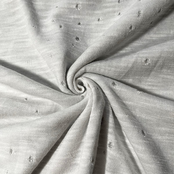Solid White Distress Cut Jersey Knit Fabric - Linda's Electric