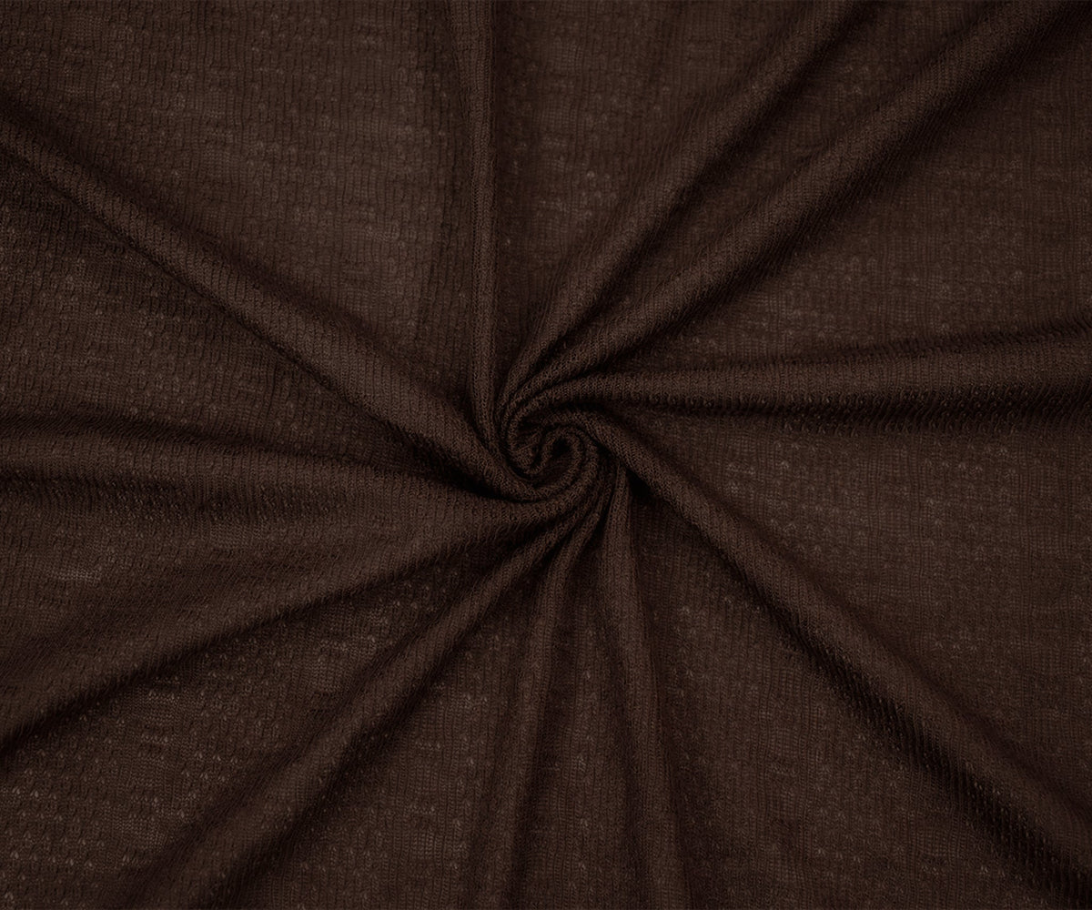 Brown Poly Stretch Spandex Light Semi Sheer Pattern Stripe Texture Rib Knit