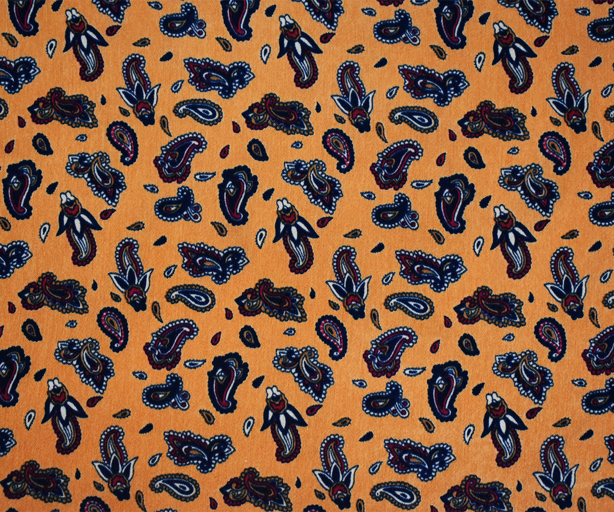 Dijon Yellow-Multi Polyester Paisley Printed Charmeuse Woven Fabric