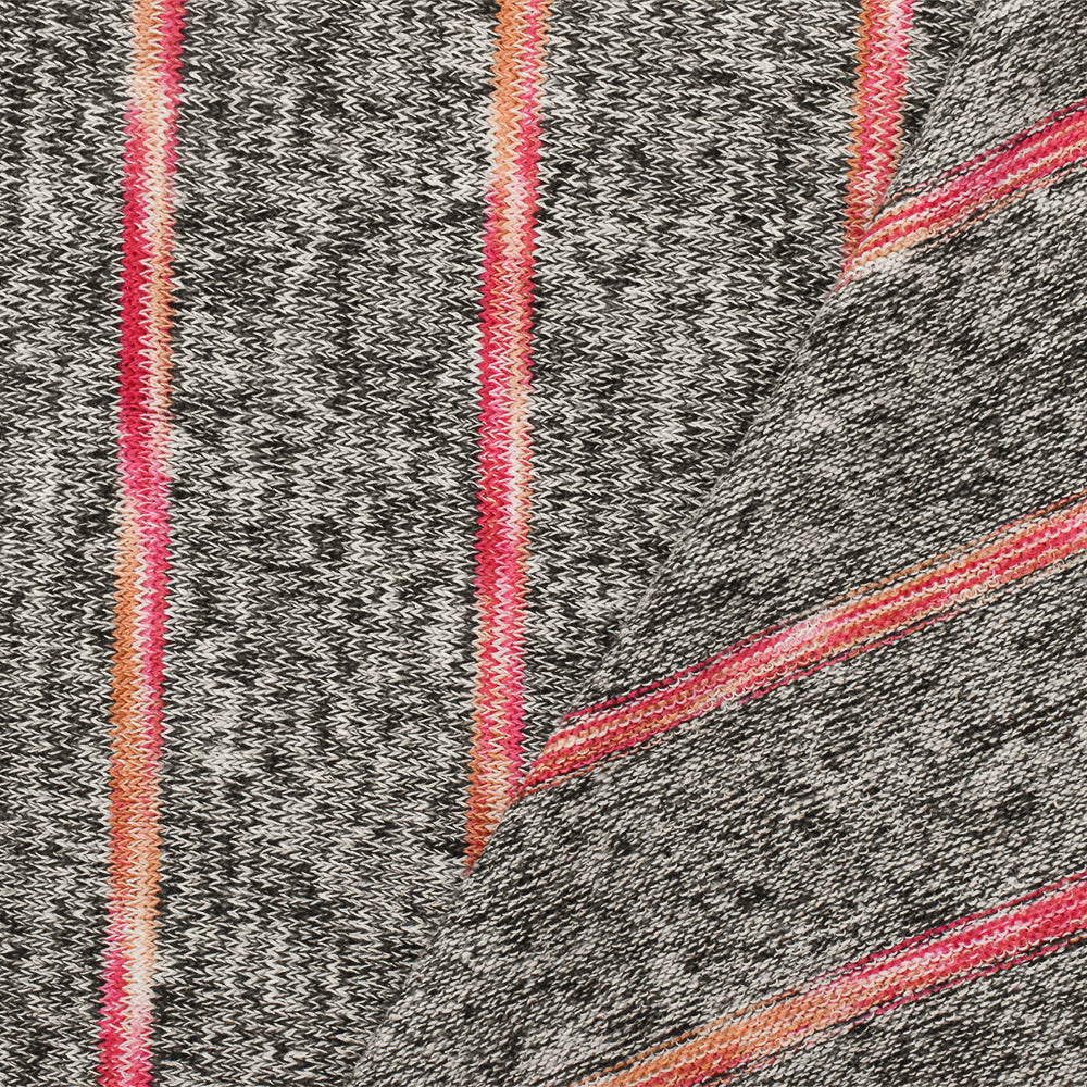 Hot Pink-Black-Multi Stripe Texture Stretch Jersey Knit Fabric