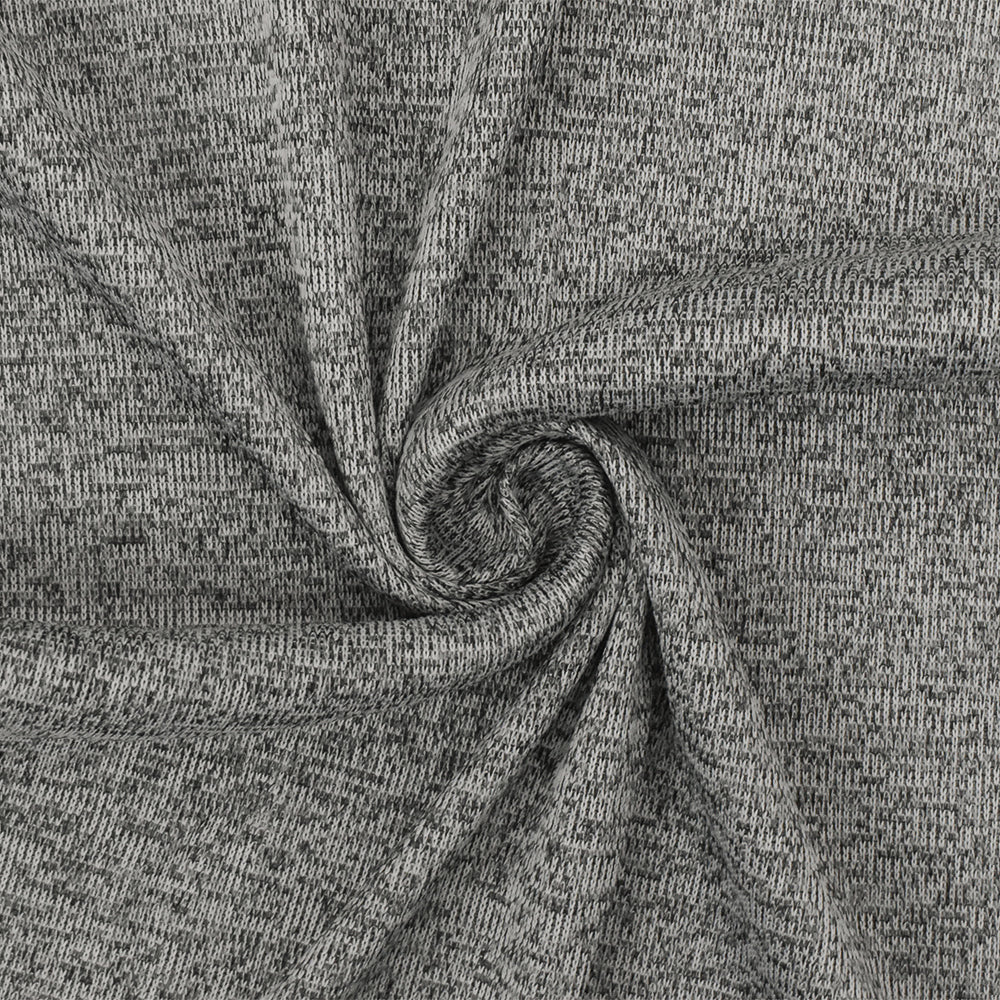 Galaxy White-Black Texture Stretch Poly 1x1 Rib Knit Fabric