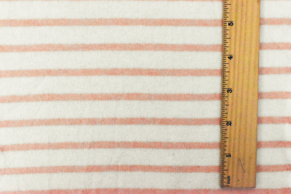 Lovely Peach-White Stripe Stretch Brushed Jersey Knit Fabric