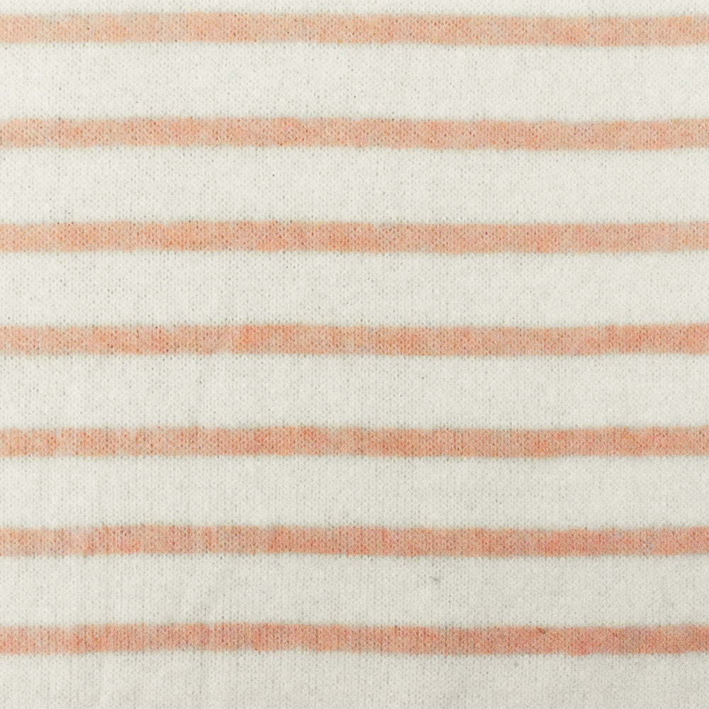 Lovely Peach-White Stripe Stretch Brushed Jersey Knit Fabric