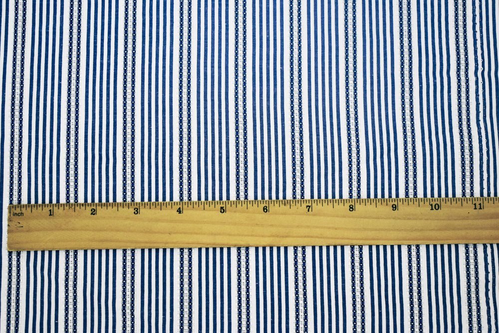 White-Blue Stripe Poly Woven Fabric