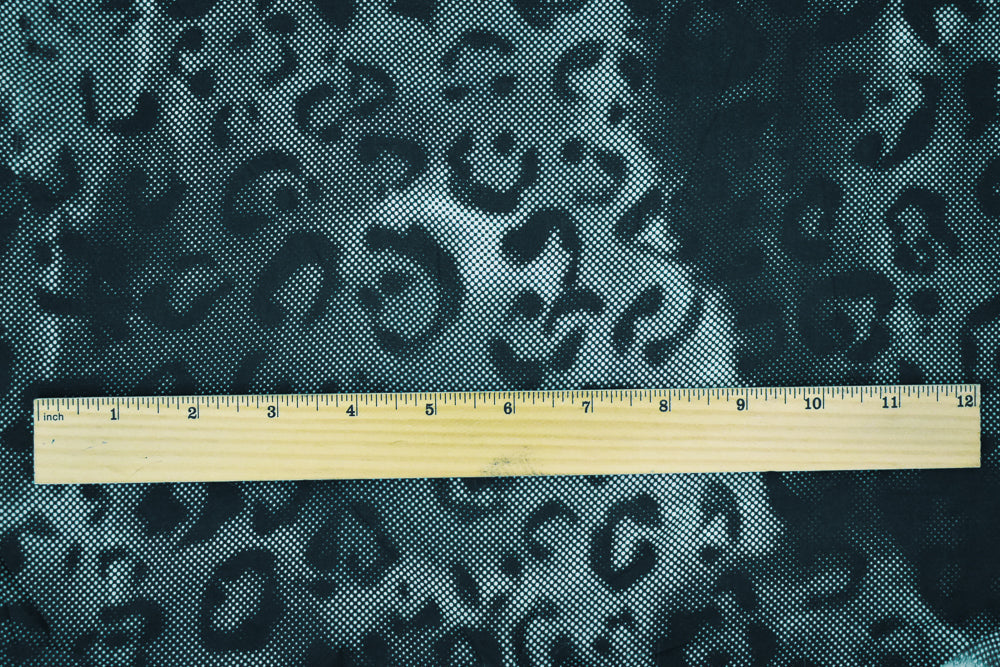 Navy-Multi Rayon Abstract Leopard Printed Challis Woven Fabric