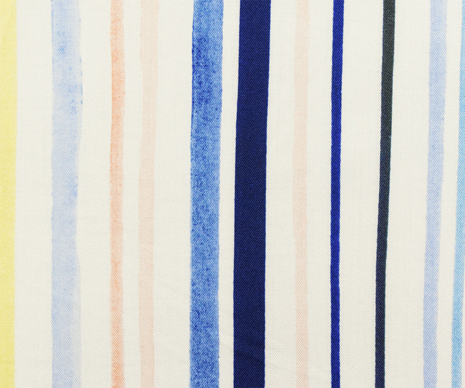 Ivory-Multi Rayon Famous Maker Stripe Printed Twill Woven Fabric