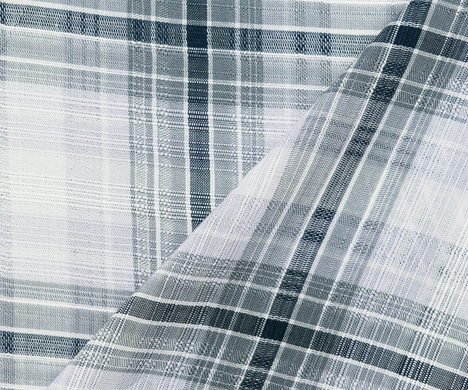 Navy- Purple-Multi Rayon Famous Maker Plaid Semi Sheer Dobby Woven Fabric