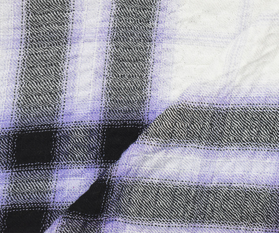Black-Multi Rayon-Cotton Famous Maker Plaid Crinkle Woven Fabric