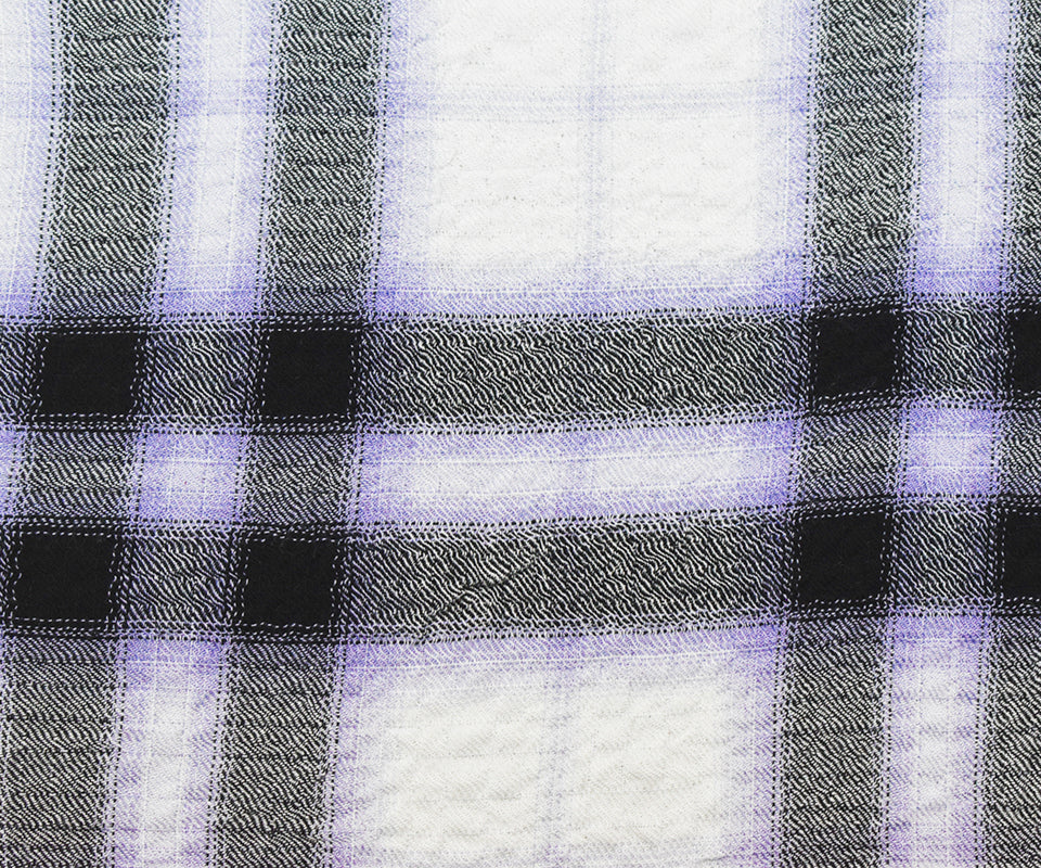 Black-Multi Rayon-Cotton Famous Maker Plaid Crinkle Woven Fabric