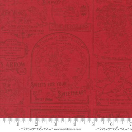Je Taime Vintage Valentine Rose Cotton 44"/45" Fabric Per Yard