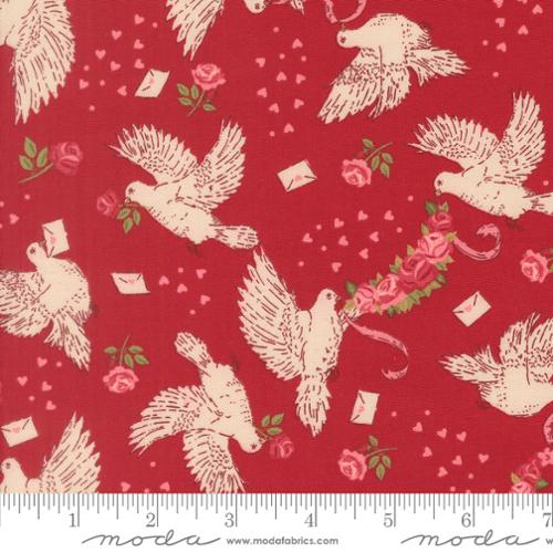 Je Taime Doves True Love Rose Cotton 44"/45" Fabric Per Yard