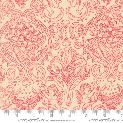 Je Taime Pure Love Jacquard Lace Red Cotton 44"/45" Fabric Per Yard