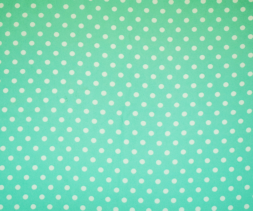 Green-White Polyester Polka Dots Printed Momie Georgette Woven Fabric