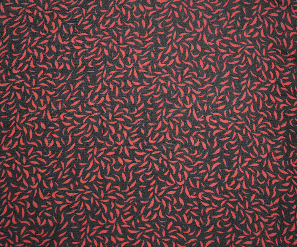 Black-Red Abstract Printed Poly Chiffon Woven Fabric