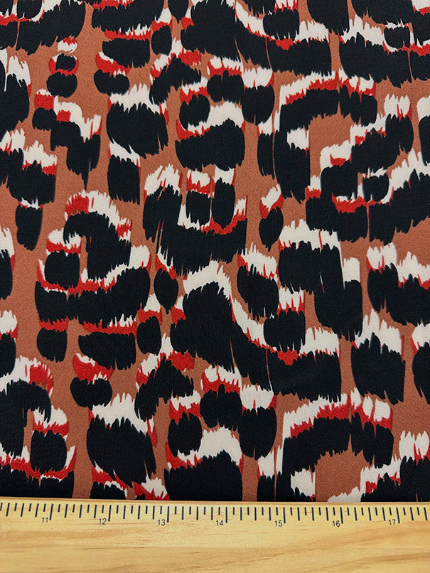 Rust Multi Print Poly Georgette Fabric