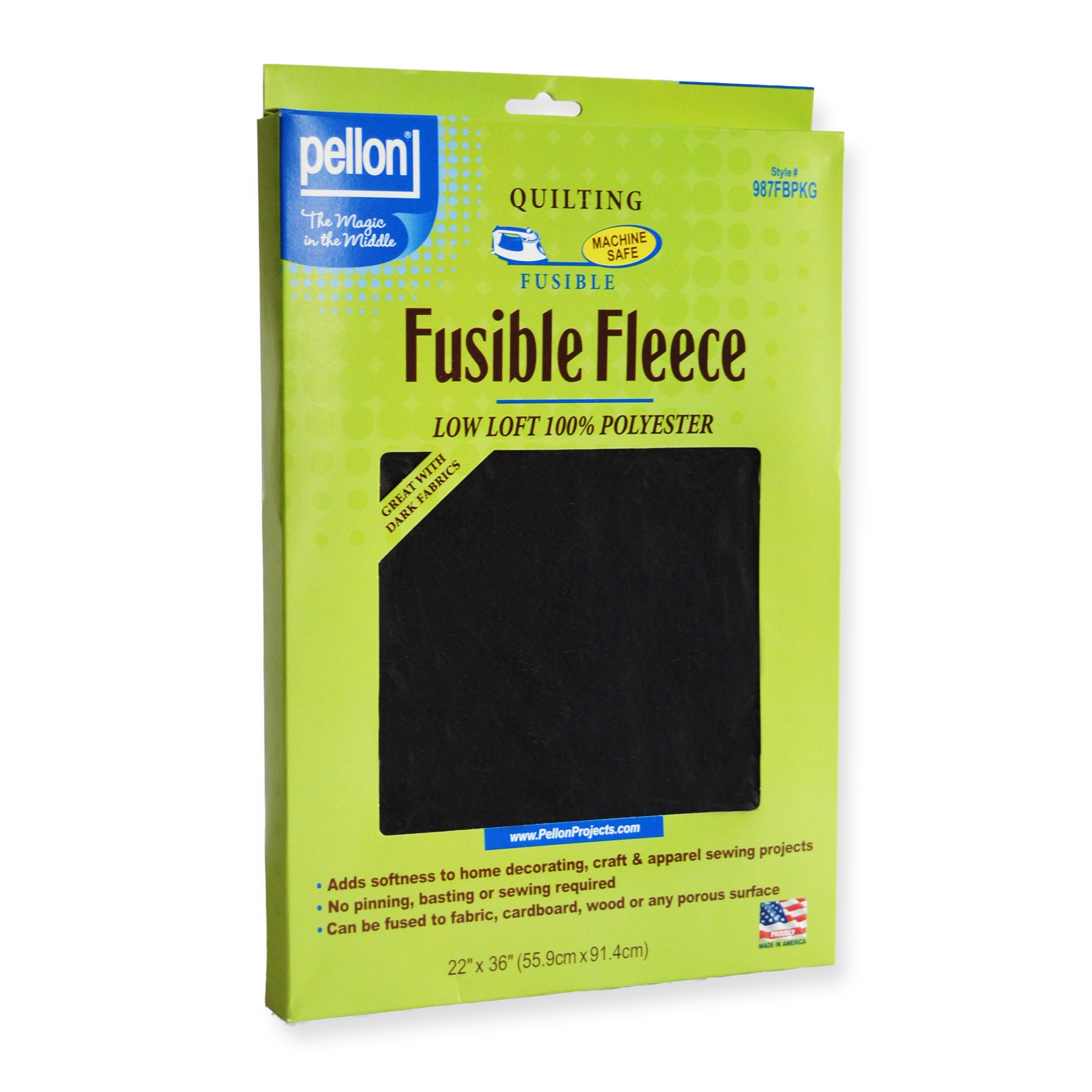 Pellon® 987F Fusible Fleece 22" x 36" Package. Color: Black.