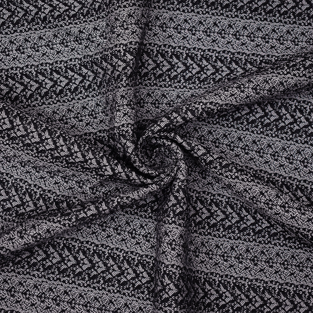 Black-Gray Rayon Blend Stretch Lace Stripe Bengaline Jacquard Fabric