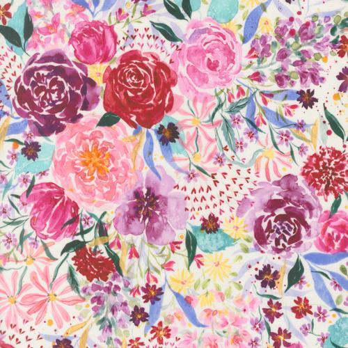 Fleur The Love Quilting Cloud Florals Watercolor Polyester 44"/45" Fabric Per Yard