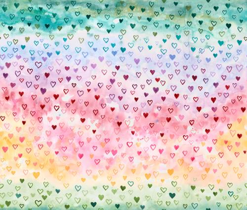Fleur The Love Quilting Rainbow Some Kinda Love Hearts Polyester 44"/45" Fabric Per Yard
