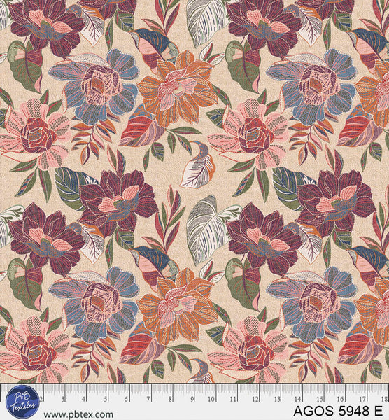 A Garden Of Stitches Natural Cream Florals 44"/45" Fabric Per Yard