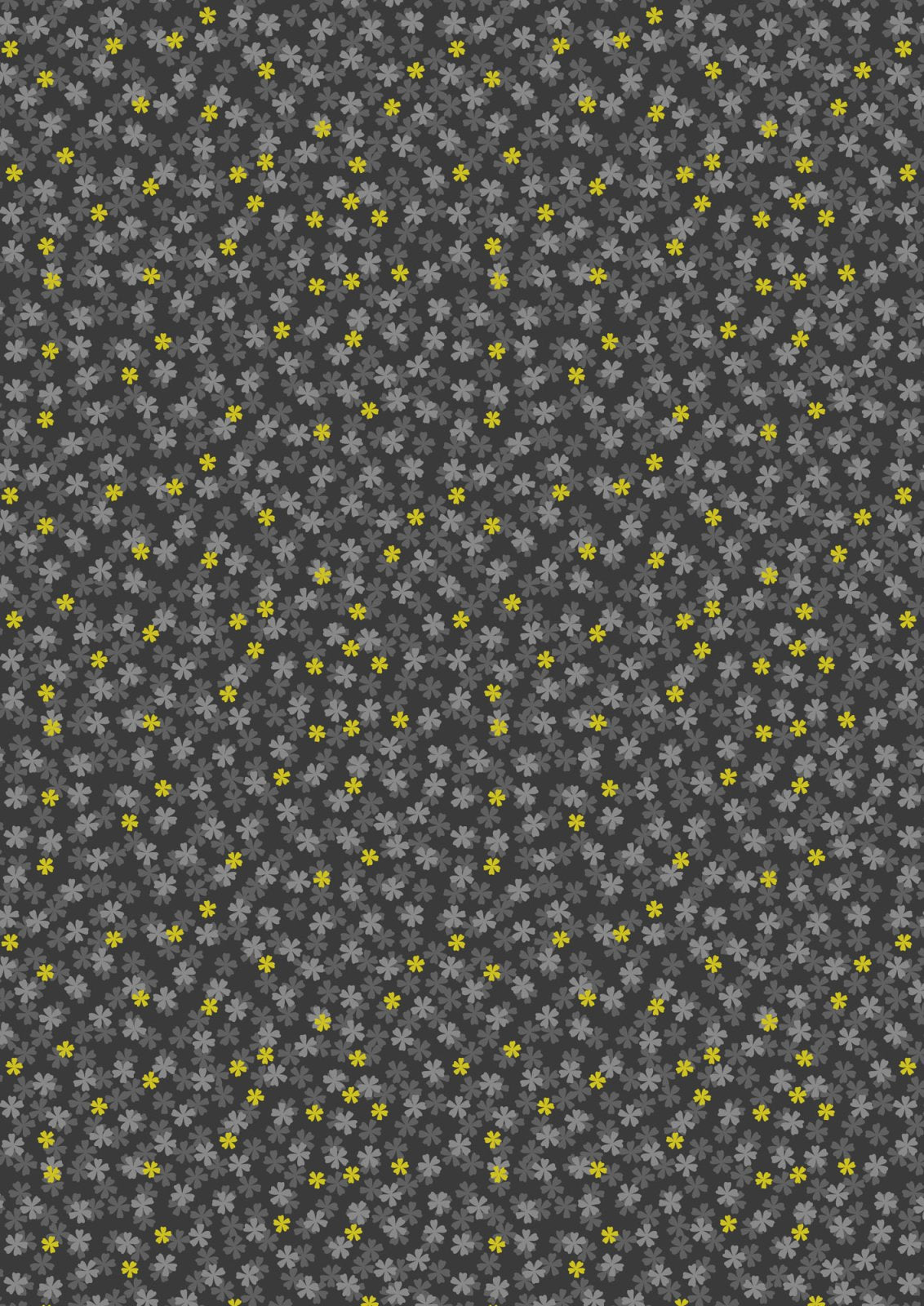 Lewis and Irene Sakura Tiny Blossoms quilting cotton on Charcoal with gold metallic