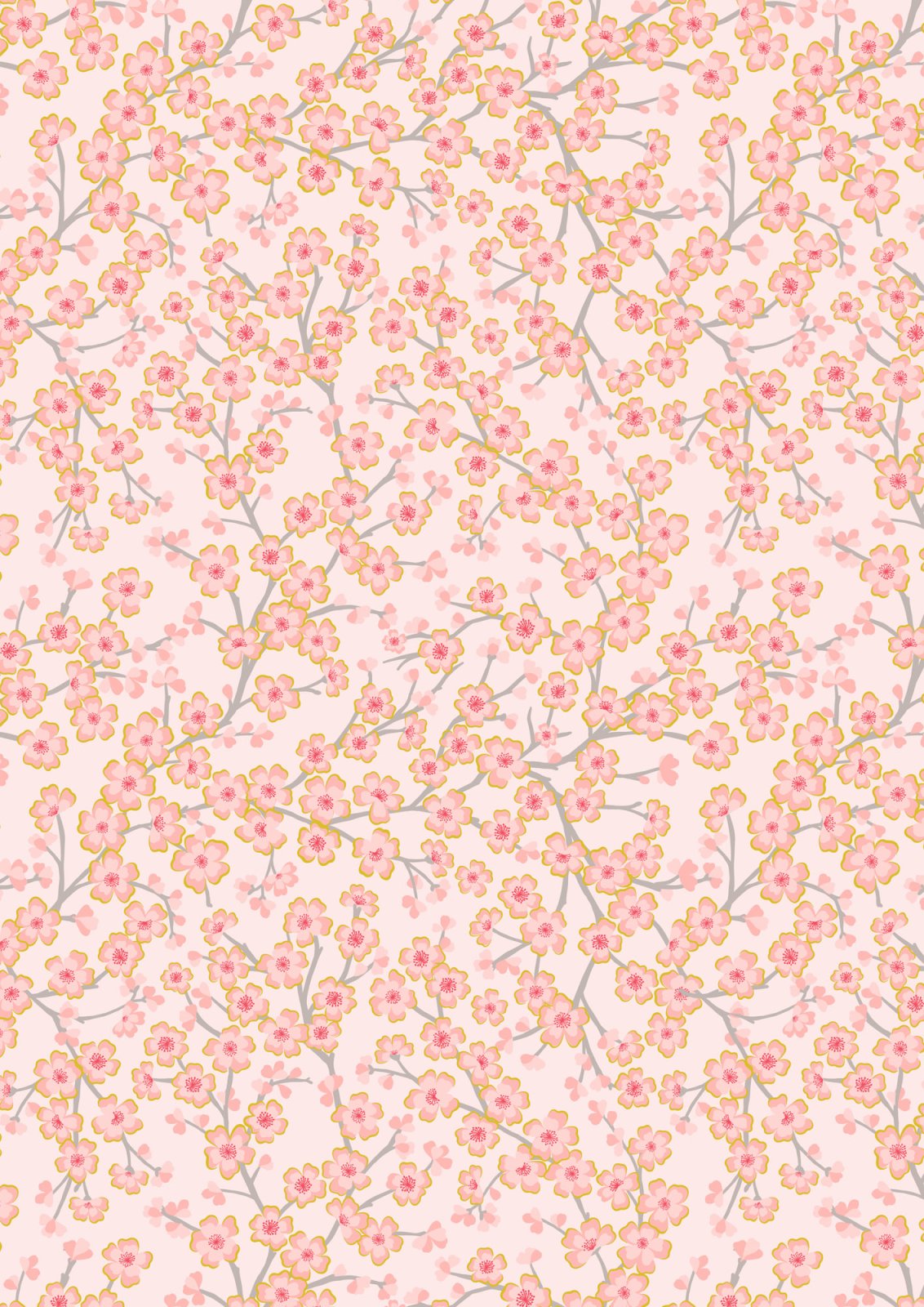 Lewis and Irene Sakura Pink Flowers quilting cotton on Pink with gold metallic