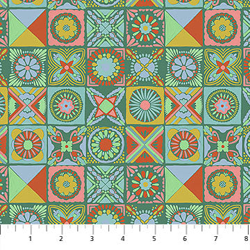 Rhapsody Cottage Kitchen Jade Cotton 44"/45" Fabric Per Yard