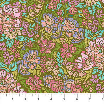 Rhapsody Mosaic Avocado Cotton 44"/45" Fabric Per Yard
