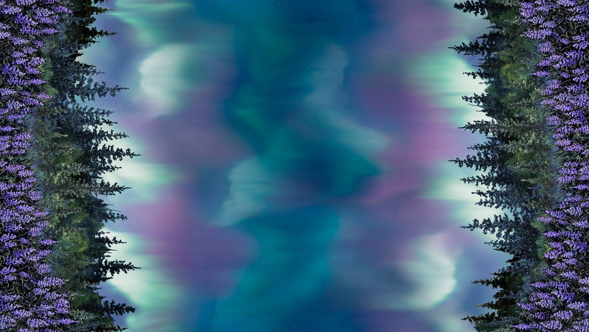 Aurora's Passage Northern Lights Double Border Multi 44"/45" Cotton Fabric Per Yard