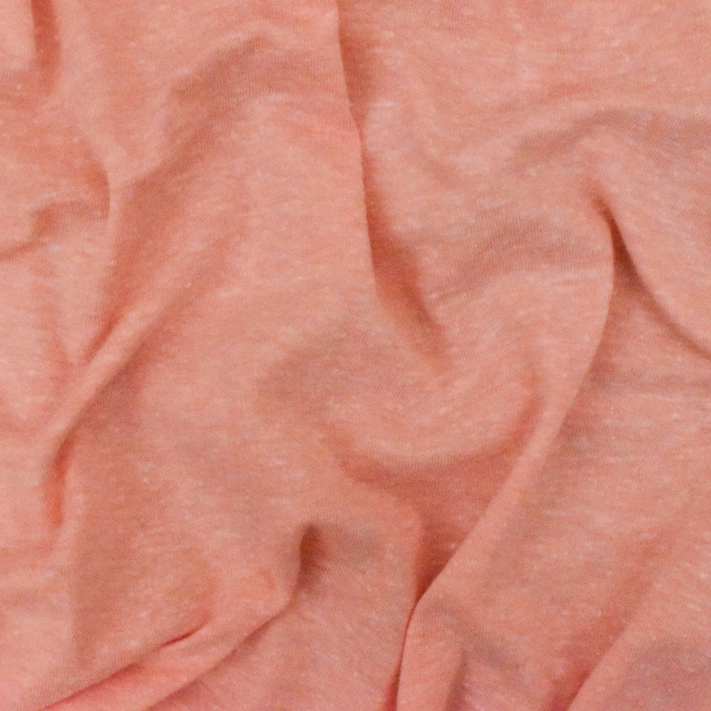 Punch Peach-Ivory Slub Stretch Poly Jersey Knit Fabric
