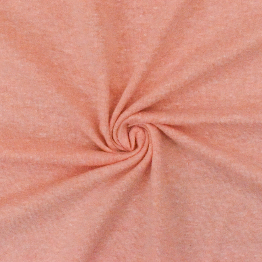 Punch Peach-Ivory Slub Stretch Poly Jersey Knit Fabric