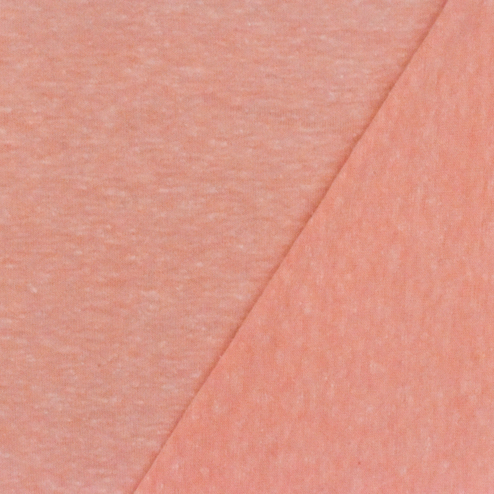 Punch Peach-Ivory Slub Stretch Poly Jersey Knit Fabric